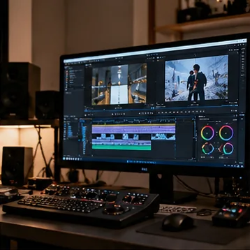 影像素材整理方法的写实影视工作场景